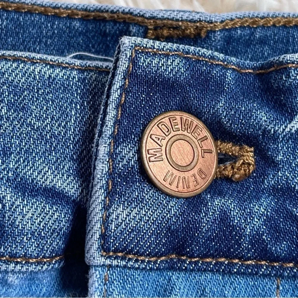 Madewell Skirts A-Line Rigid Denim Mini Skirt distressed hem blue size 26